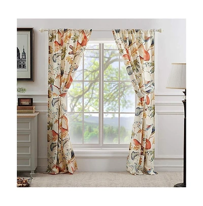 Barefoot Bungalow Willow 2 Panel And 2 Tie Back with 3" Rod Pocket Window Curtain - 42x84"