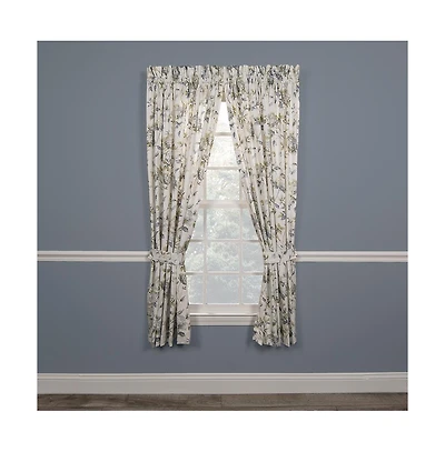 Ellis Curtain Abigail Design Printed Room Darkening 2-Piece Window Rod Pocket Pair Set with 2 Tiers - 56x24