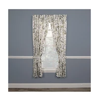 Ellis Curtain Abigail Design Printed Room Darkening 2-Piece Window Rod Pocket Pair Set with 2 Tiers - 56x24