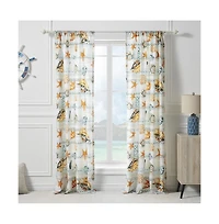 Greenland Home Fashions Kona Luxurious 3" Rod Pocket Curtain Panel Pair with Tiebacks 42" x 84" Ocean