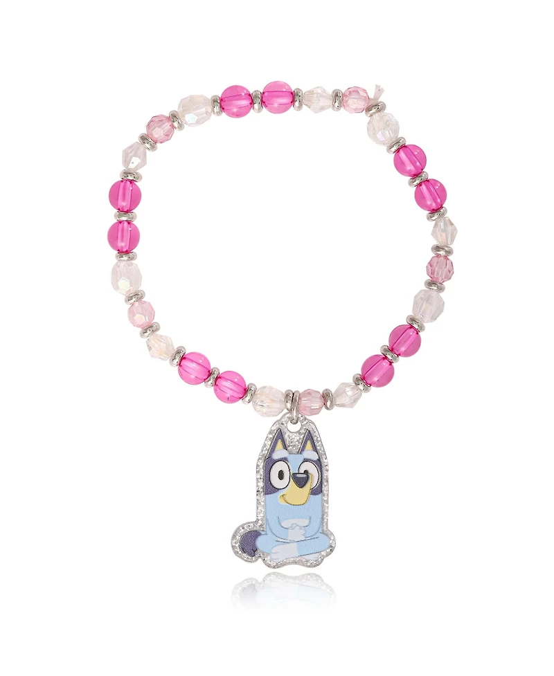 Bluey Beaded Bracelet Set, 4-Pack, Character Charms, Adjustable Stretch