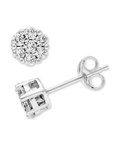 Macy's Diamond Cluster Earrings (1/2 ct. t.w.) in 14k White Gold