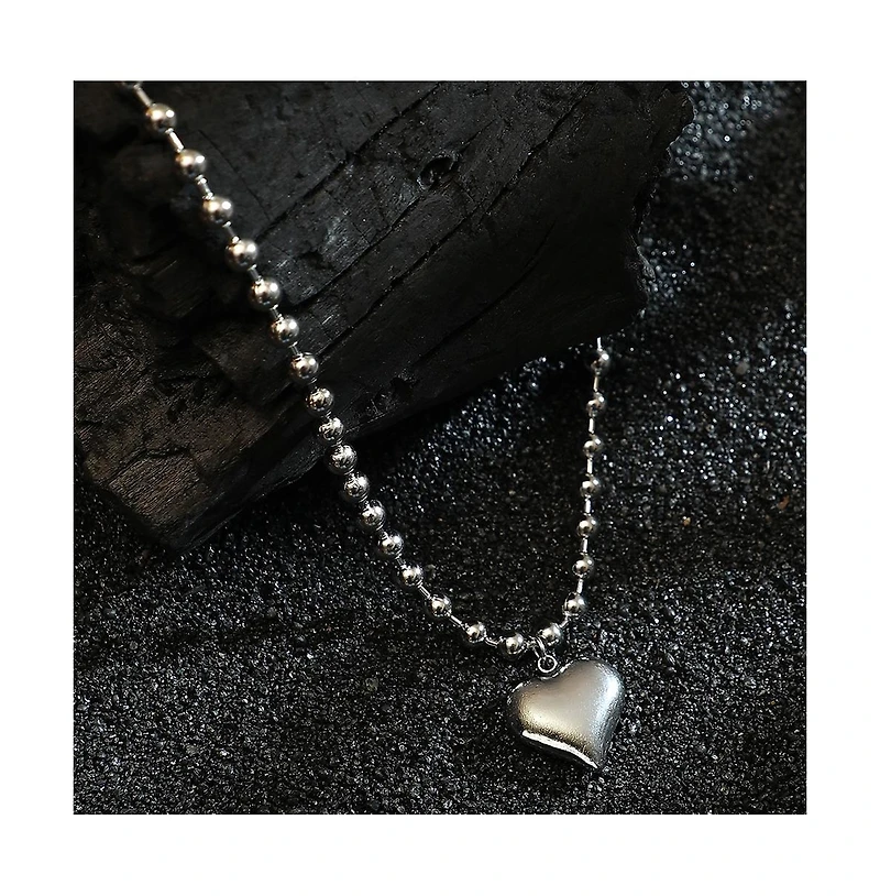 Sohi Women's The Puffer-Cuoer Pendant Necklace - Chrome Silver