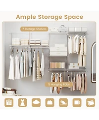 Costway 4-8 Ft Wall-Mounted Closet Organizers and Storage System with Hanging Rod