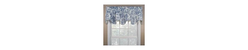 Ellis Curtain Victoria Park Toile Room Darkening Solid Color Lined Scallop Window Valance - 70 x15"