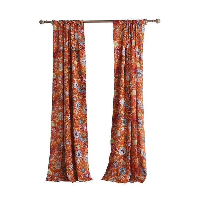 Greenland Home Fashion Astoria Festive And 3" Rod Pocket Window Curtain Panel Pair