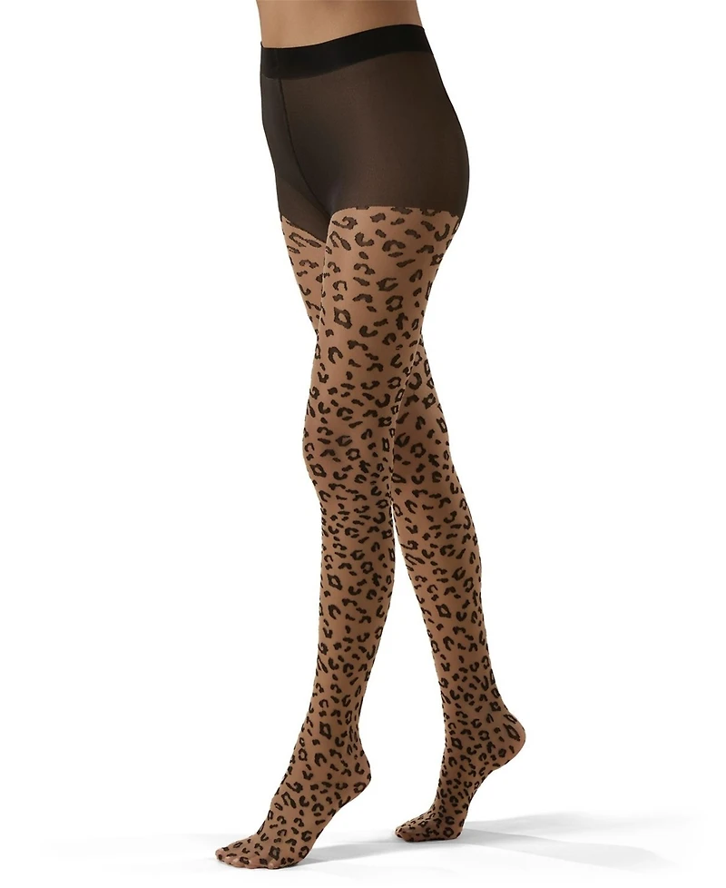 MeMoi Women's Leopard Print Sheer Nylon Tights