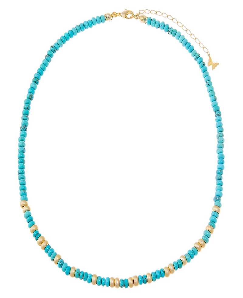 by Adina Eden Turquoise Beaded With Gold Accent Choker Necklace