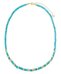 by Adina Eden Turquoise Beaded With Gold Accent Choker Necklace
