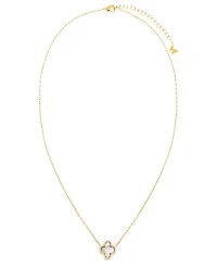 by Adina Eden Pave Outlined Gold Plated Four Leaf Clover Necklace