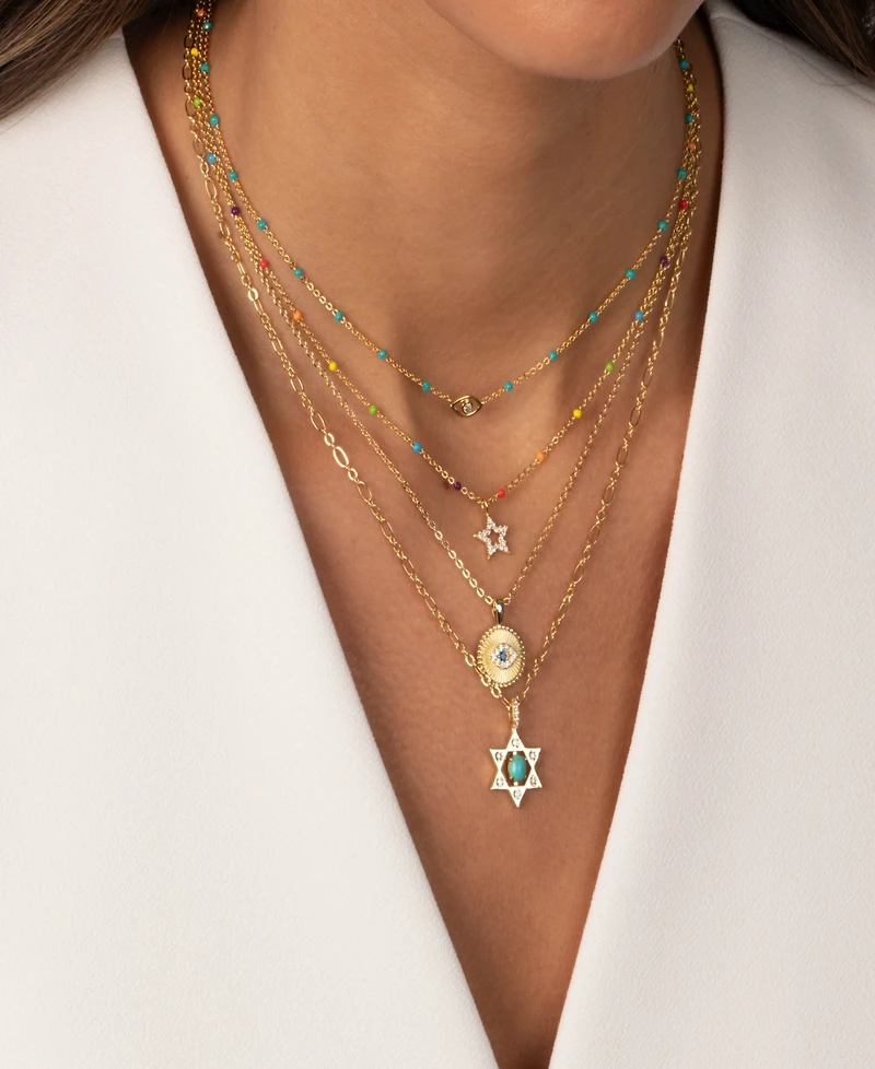 by Adina Eden Evil Eye Turquoise Beaded Necklace