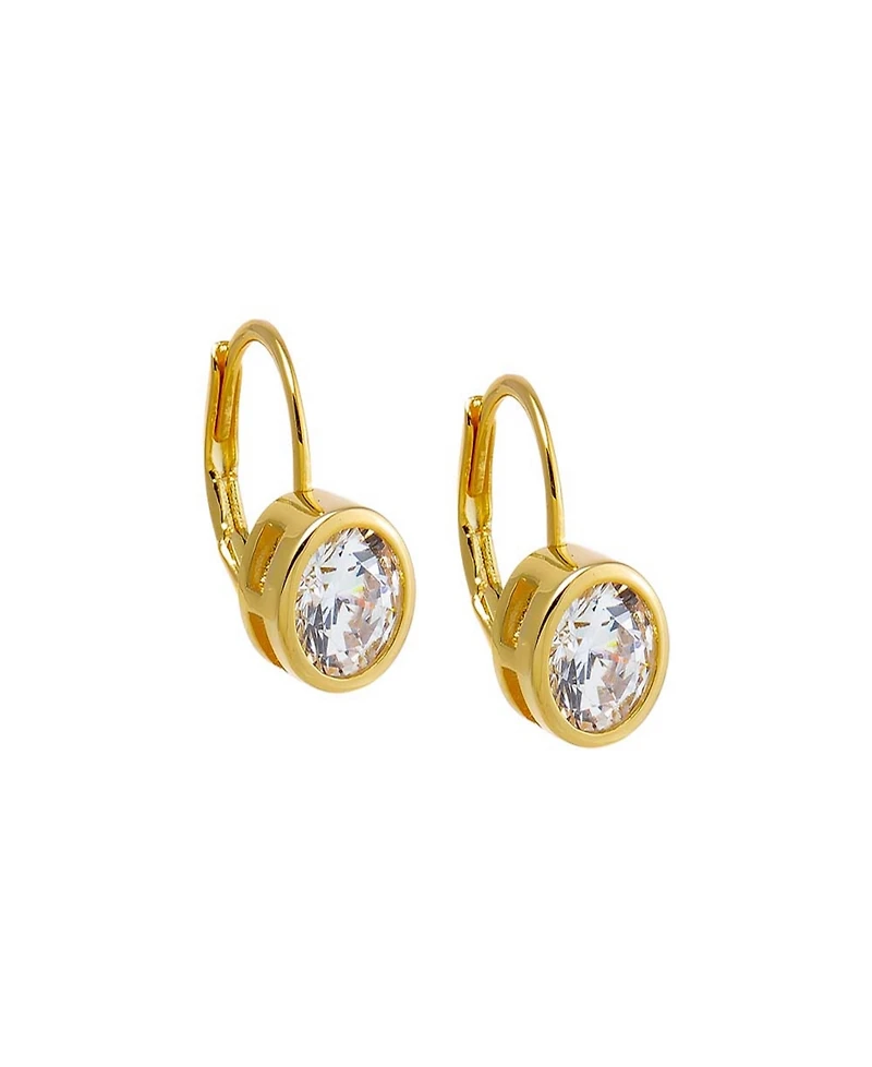 by Adina Eden Cubic Zirconia Gold Plated Bezel Round Baguette Huggie Earrings
