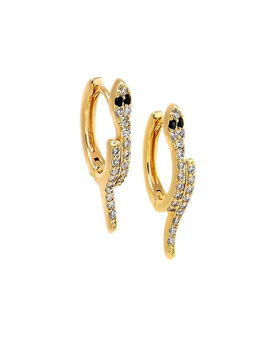 by Adina Eden Colored Gold Plated Eye Snake Huggie Earrings