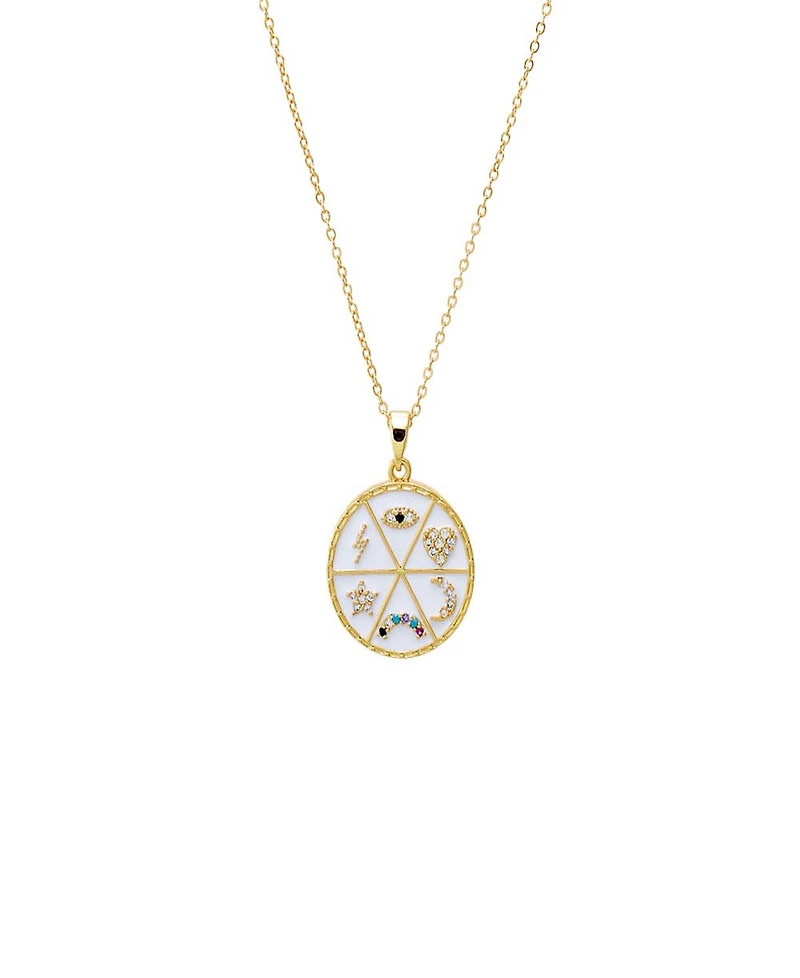 by Adina Eden Pave Multi Charm Gold Plated Coin Pendant Necklace