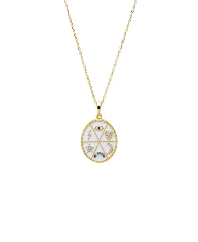 by Adina Eden Pave Multi Charm Gold Plated Coin Pendant Necklace