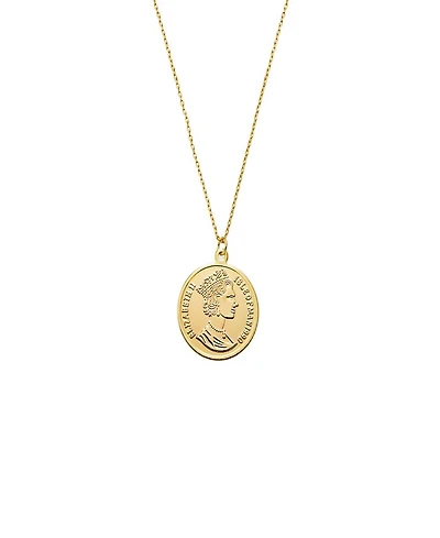 by Adina Eden Large Vintage Gold Plated Coin Pendant Necklace