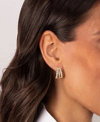 by Adina Eden Cubic Zirconia Gold Plated Pave Triple Cage Stud Earrings