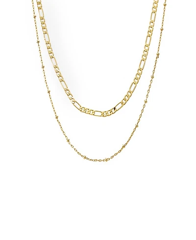 by Adina Eden Two In One Figaro X Ball Chain Necklace