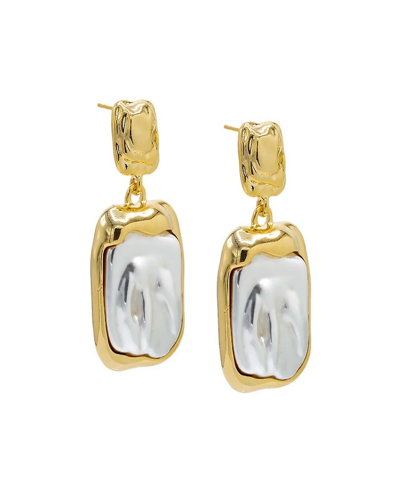 by Adina Eden Fluid Gold Plated Pearl Drop Stud Earrings