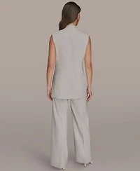 Donna Karan New York Womens Pinstripe Sleeveless Vest Wide Leg Pants