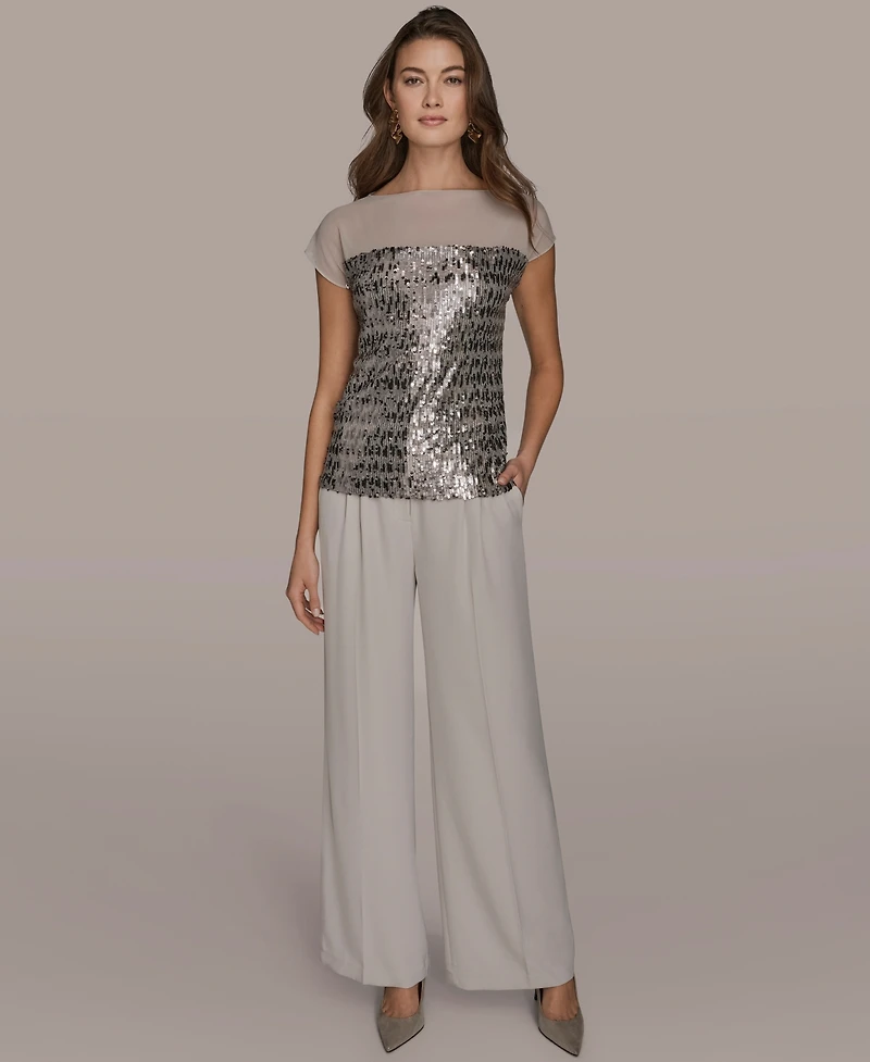 Donna Karan New York Women's Embellished Short-Sleeve Top