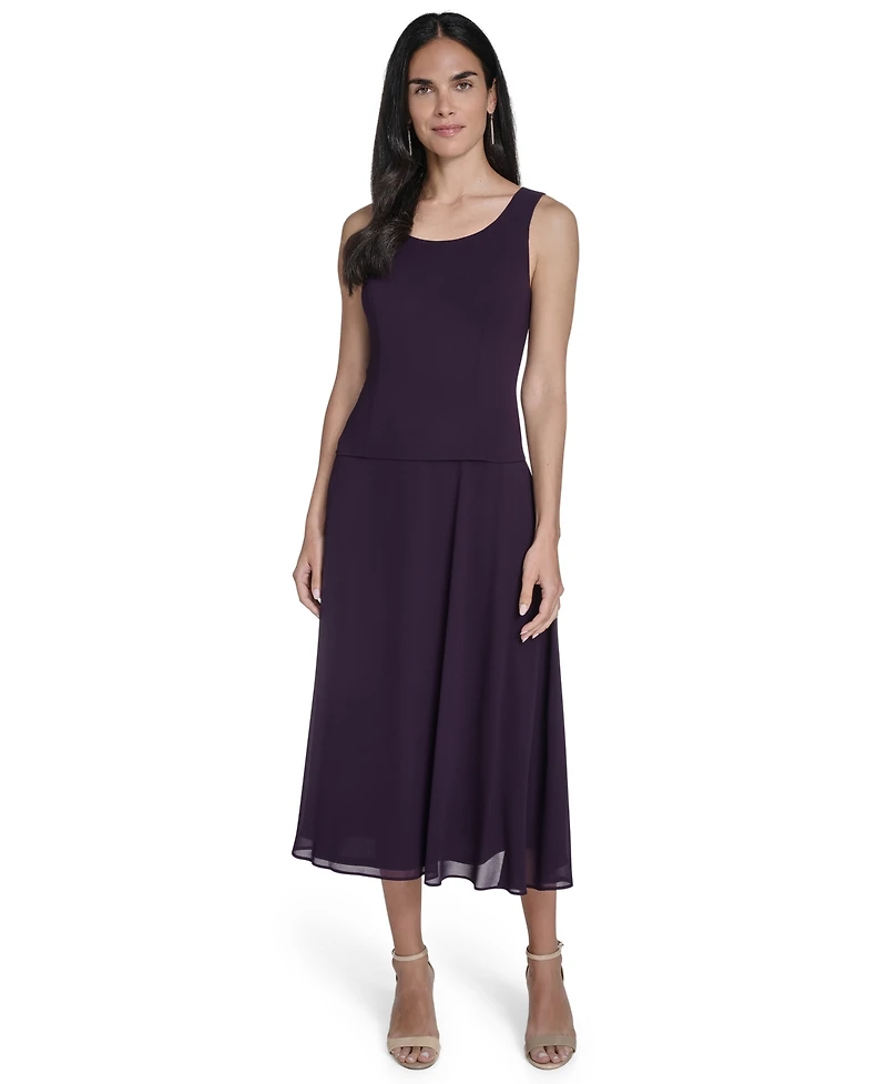 Jessica Howard Women's Soutache Jacket & Jewel-Neck Midi Dress