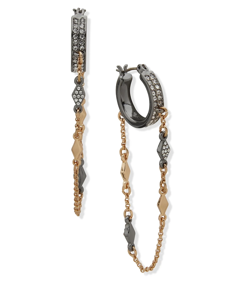 Karl Lagerfeld Paris Two-Tone Pave Swag Hoop Earrings
