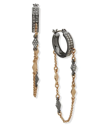 Karl Lagerfeld Paris Two-Tone Pave Swag Hoop Earrings