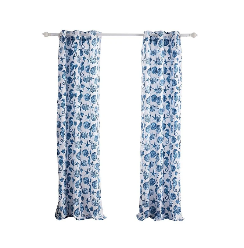 Greenland Home Fashions Pebble Beach Window Panel Pair - 42x84", Blue