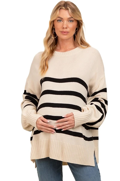 Pinkblush Women's Striped Oversized Side Slit Sweater