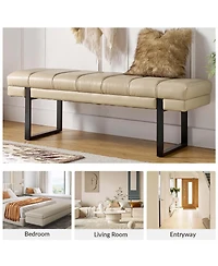 Mid-century Modern Laurens Upholstered Bench with Metal Legs