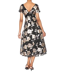 White Tie by Shani Women's V-Neck Organza Midi Dress