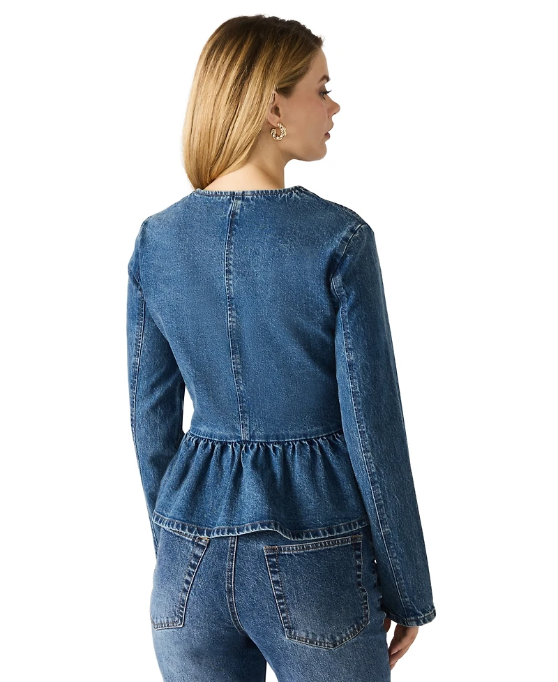 Steve Madden Women's Abigale Collarless Button Front Blazer