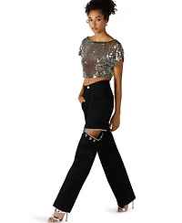 Steve Madden Women's Ayla Relaxed Fit High Rise Ankle Jeans