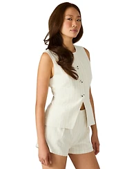 Steve Madden Women's Wesley Short-Sleeve Button Front Top