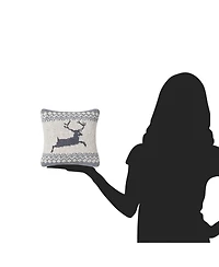 C&F Home 10" X 10" Leaping Deer Knitted Pillow Decor Decoration Christmas Knitted Petite Accent Throw Pillow