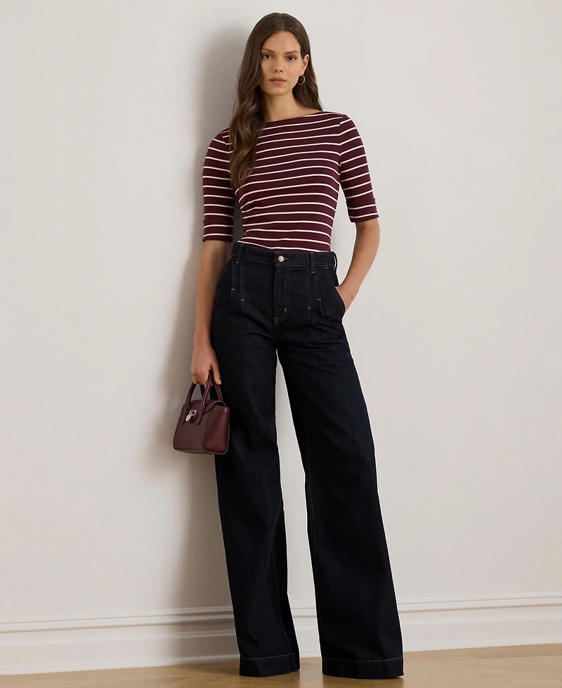 Lauren Ralph Women's Striped Boat Neck T-Shirt