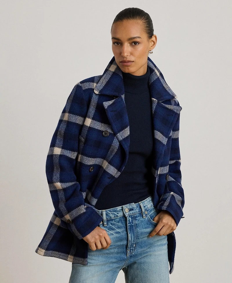 Lauren Ralph Women's Double-Breasted Plaid Coat