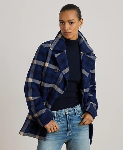 Lauren Ralph Women's Double-Breasted Plaid Coat