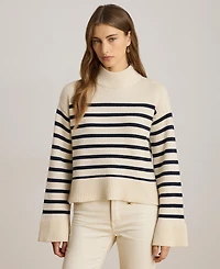 Lauren Ralph Women's Striped Mock Neck Sweater