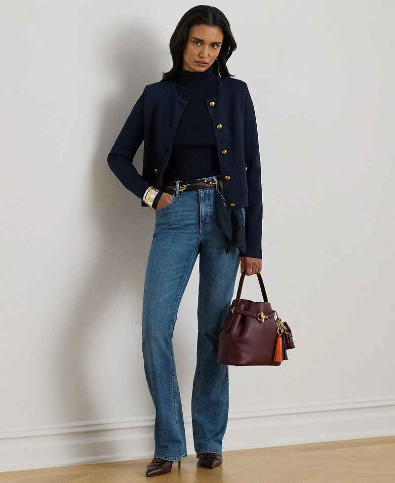 Lauren Ralph Women's Cropped Crewneck Sweater Jacket