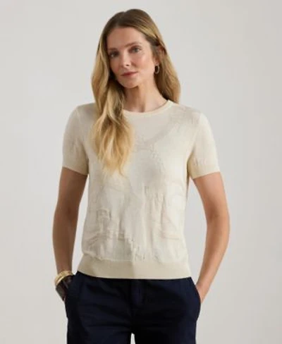Lauren Ralph Lauren Womens Belting Motif Short Sleeve Sweater