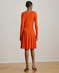 Lauren Ralph Women's Pleated Fit & Flare Boat Neck Dress