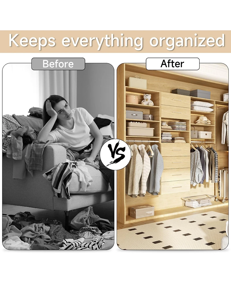 Lovmor Mdf Wood Shelf Tall Hanging Closet Unit