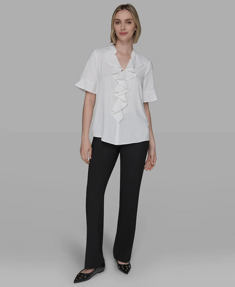 Karl Lagerfeld Paris Women's Short-Sleeve Ruffle Top