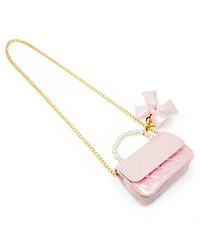 Zomi Gems Girls Shiny Quilted Fluffy Bow Handbag, Pink