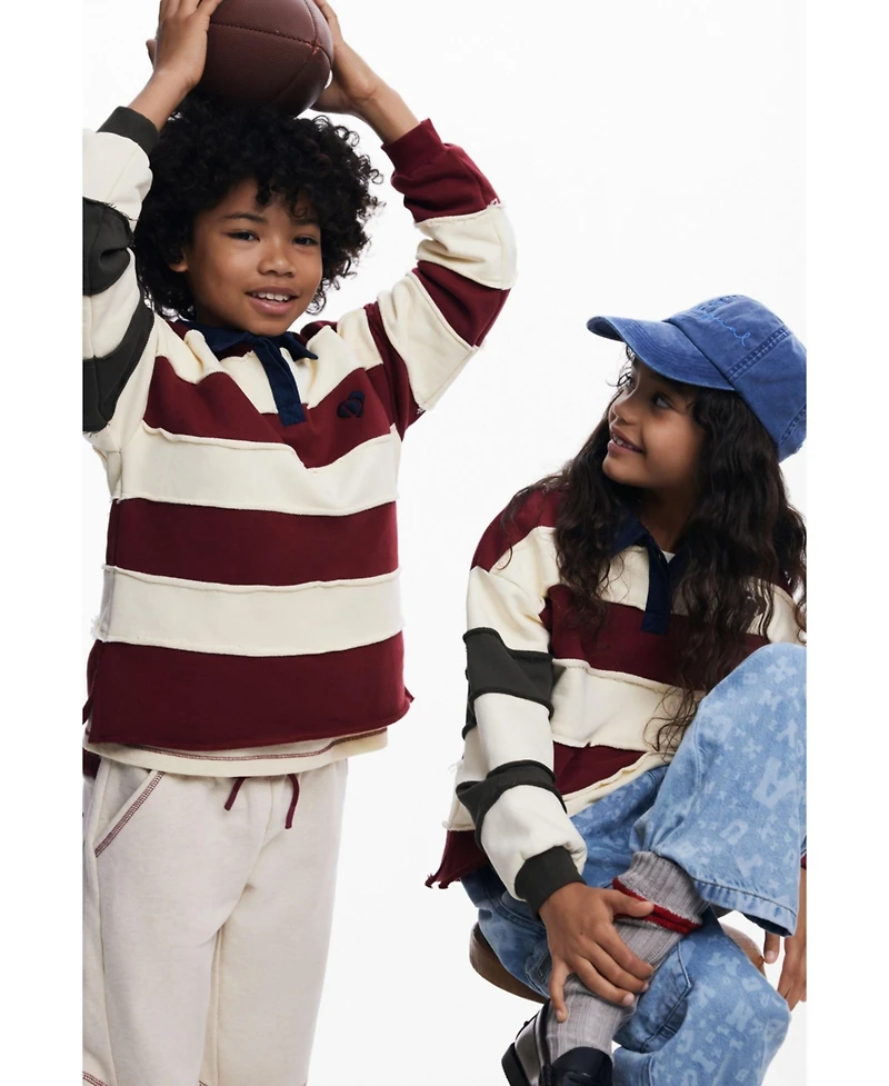 Desigual Boys's Long Sleeve Striped Polo