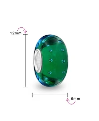 Bling Jewelry Set of 2 Murano Glass Green Pink Blue Aqua Red Ocean Spacer Charm Bead Sterling Silver Core