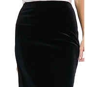 Muse Women's Long Velvet Pencil Skirt