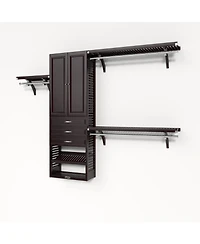 Solid Wood Reach-In Closet Organizer with 3 Drawers and Doors